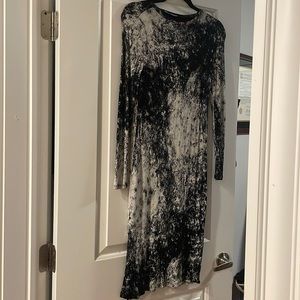 Zara black and white longsleeve maxi dress